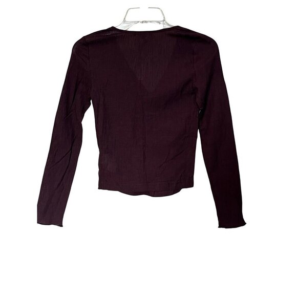 Madewell Semi-Sheer Shirred V-Neck Top in Chocolate Raisin XS mall New Womens - Picture 5 of 9